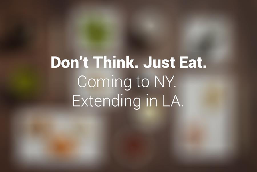 Don't Think. Just Eat. Coming to NY. Trust Me text